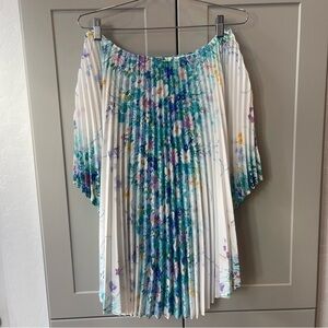 Vintage Greencastle Accordian Pleated Floral Hawaiian Luxury Top Boho Coastal OS